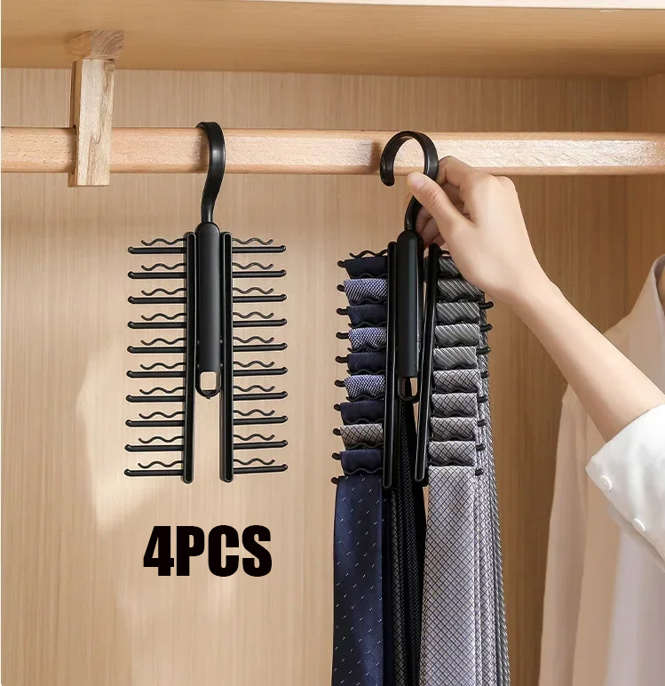Tie Bar Clip - Tie Hanger Rotatable Necktie Storage Rack