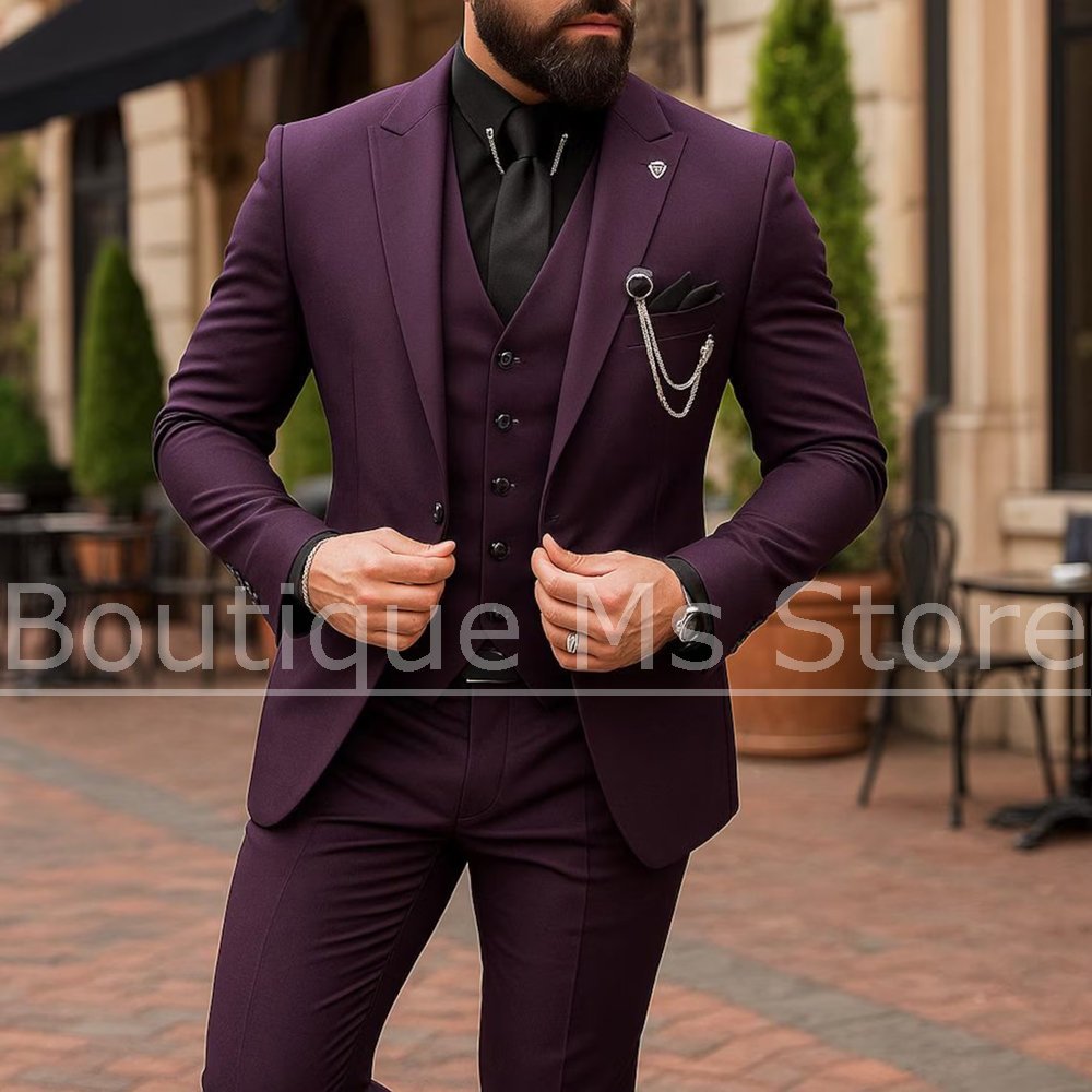 Men's 3 Piece Suit Single Brea - Men Formal Party Wear Outfit review and price