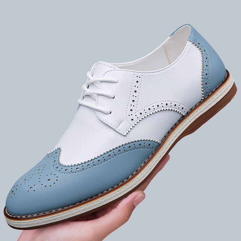 Mens White Blue Two Tone Brogu - Men Formal Wear Shoes review and price