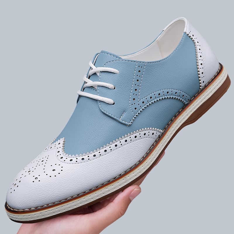 Mens White Blue Two Tone Brogu - Men Formal Wear Shoes review and price