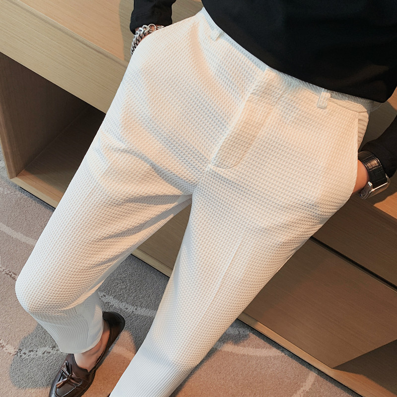 2024 Autumn New Waffle Stretch - Men Formal Wear Set review and price