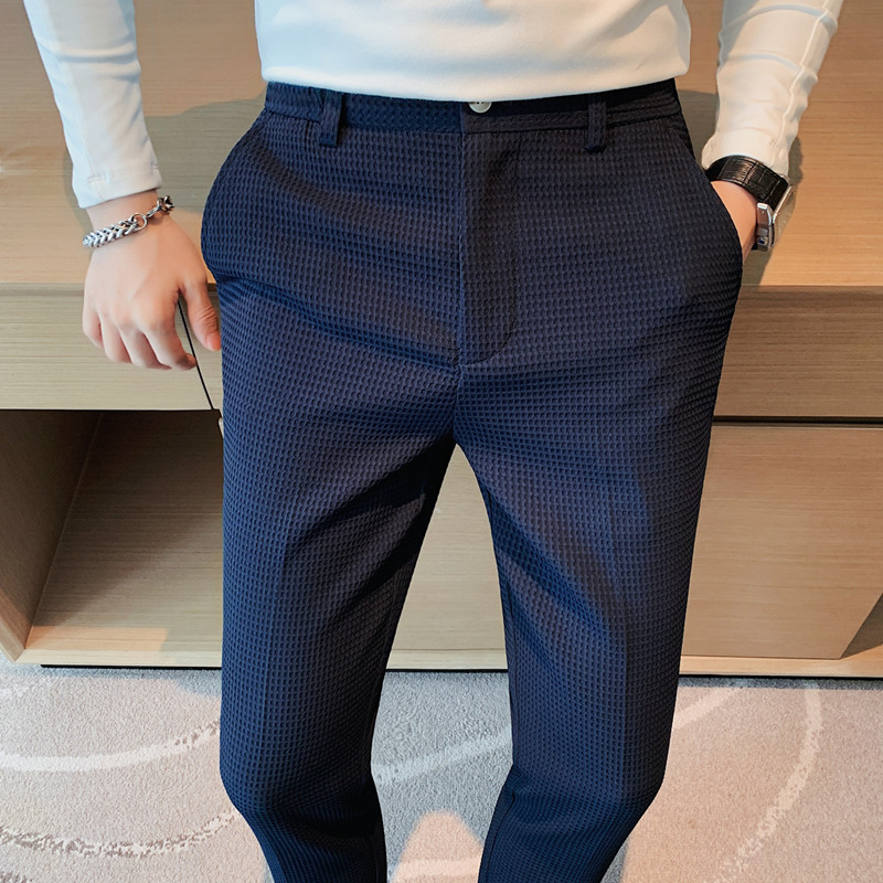 2024 Autumn New Waffle Stretch - Men Formal Wear Set review and price