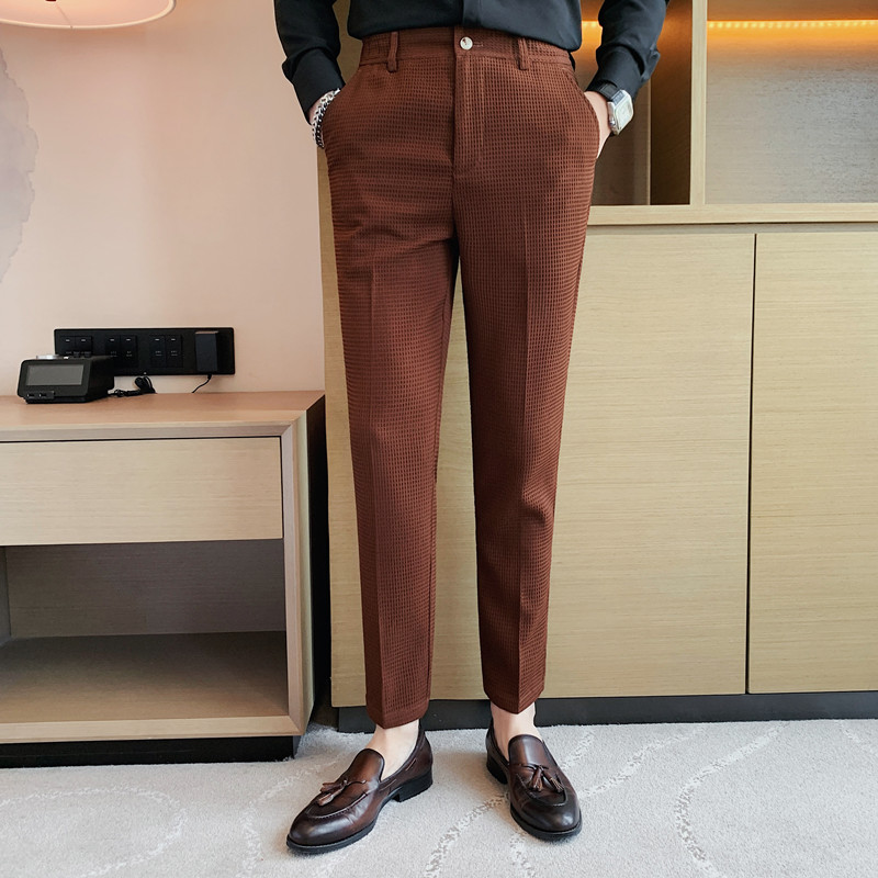 2024 Autumn New Waffle Stretch - Men Formal Wear Set review and price