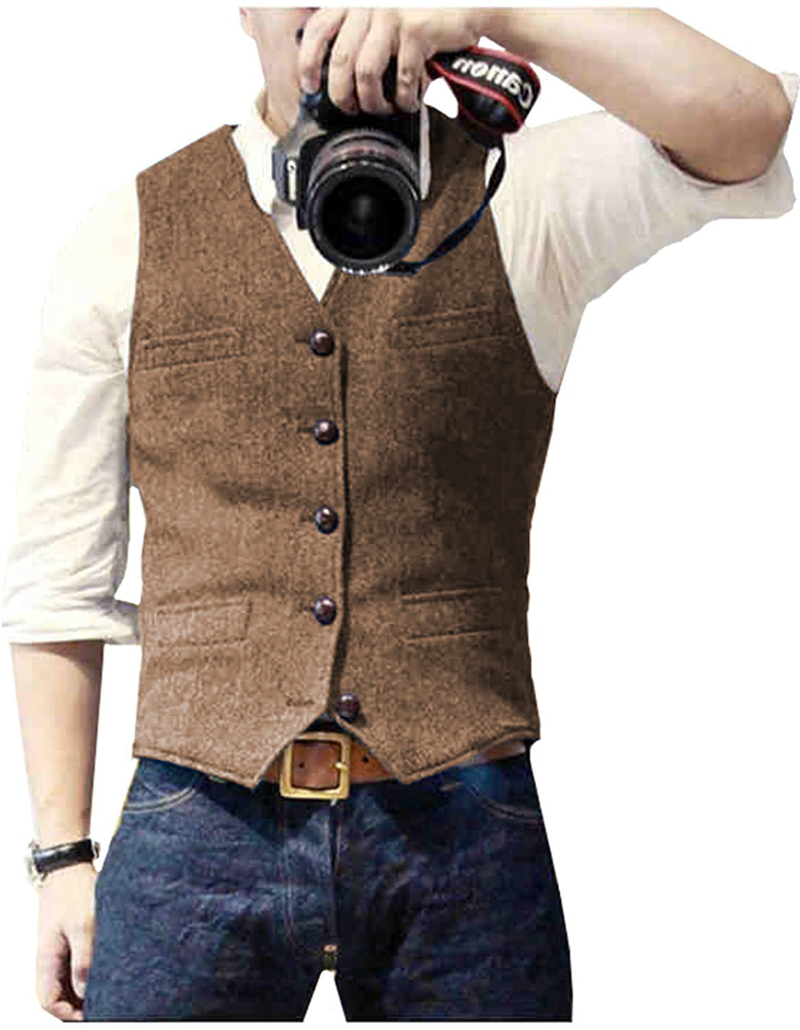 Men's Suit Vest V Neck Wool He - Young Men Formal Wear review and price