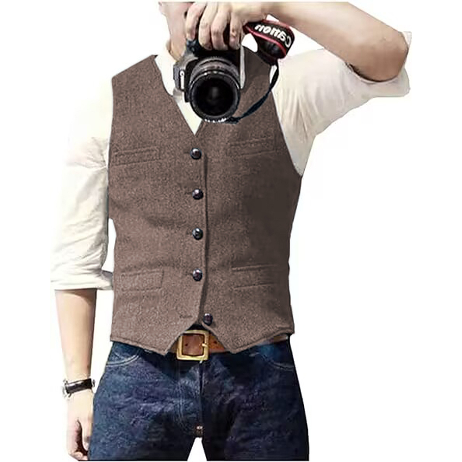 Men's Suit Vest V Neck Wool He - Young Men Formal Wear review and price